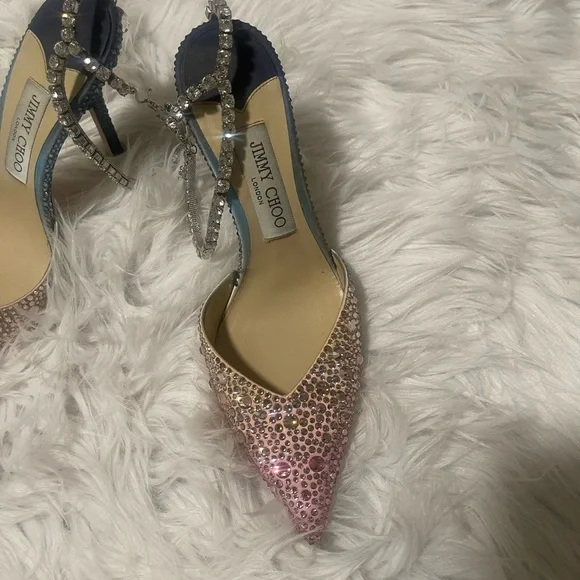 Jimmy Choo Glittering Pink and Silver Heels - Picture 4 of 8